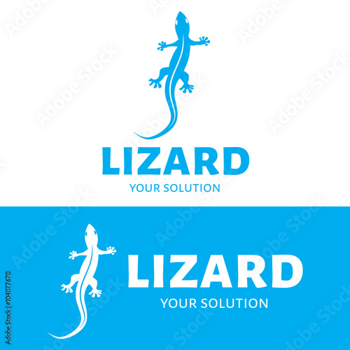 Vector logo lizard. Brand logo in the shape of a lizard's top view. Blue style