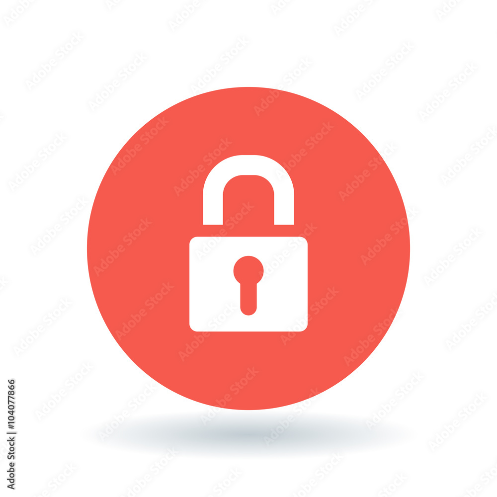 Padlock icon. Security lock Secure protection symbol. White secure padlock on circle background. illustration. Stock Vector | Adobe Stock