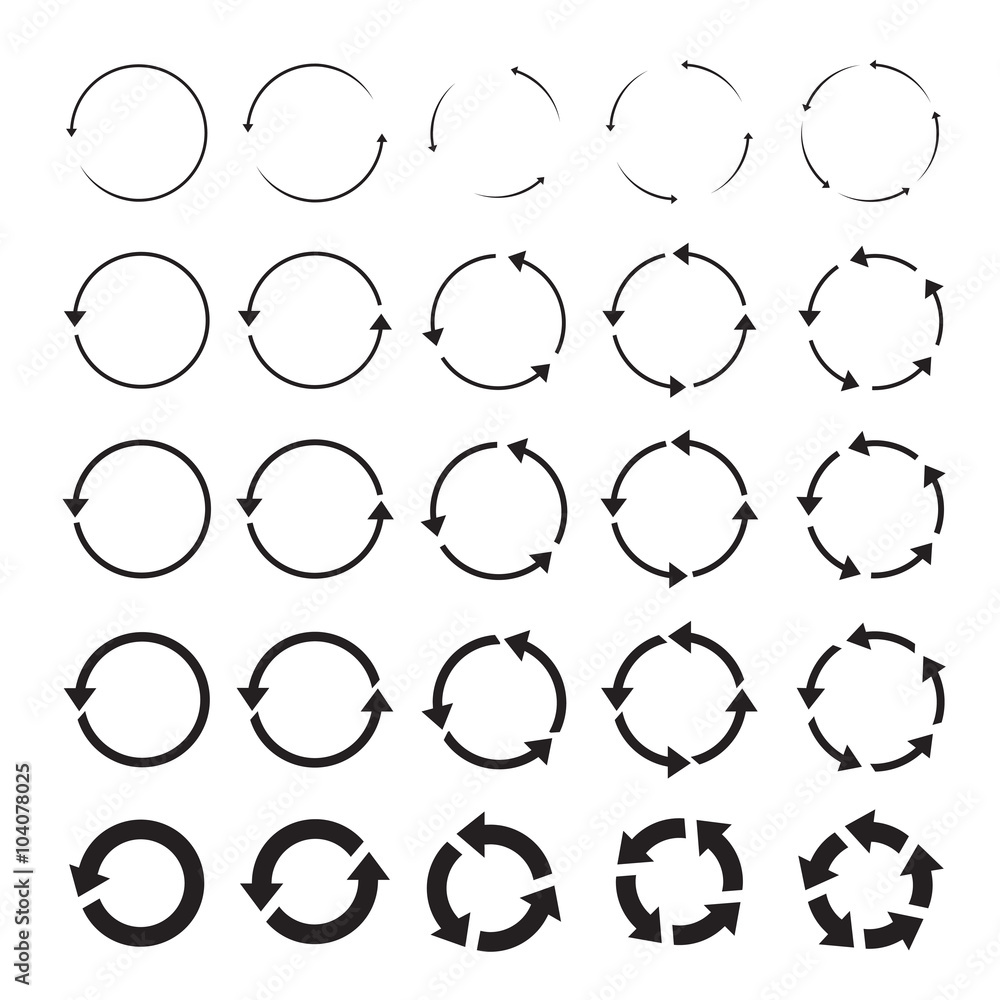 set of black circle vector arrows