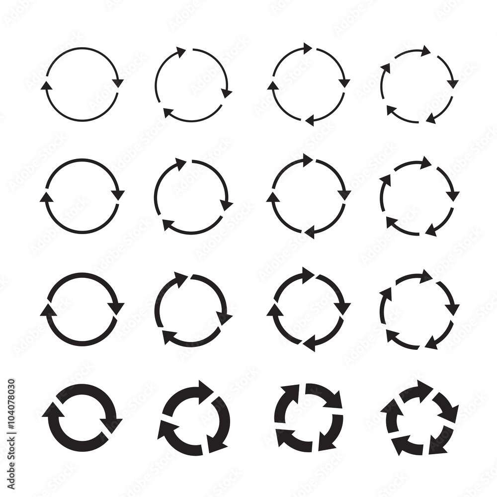 Fototapeta premium set of black circle vector arrows