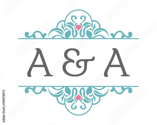 A & A Initial Wedding Ornament Logo