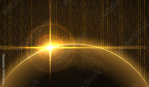 Sunrise over the Earth in cyberspace.  EPS10