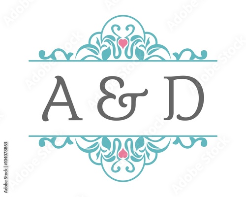 A & D Initial Wedding Ornament Logo