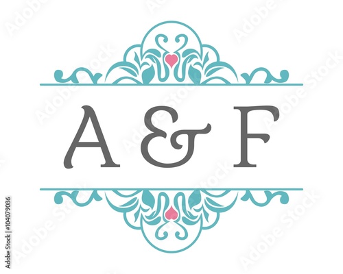 A & F Initial Wedding Ornament Logo