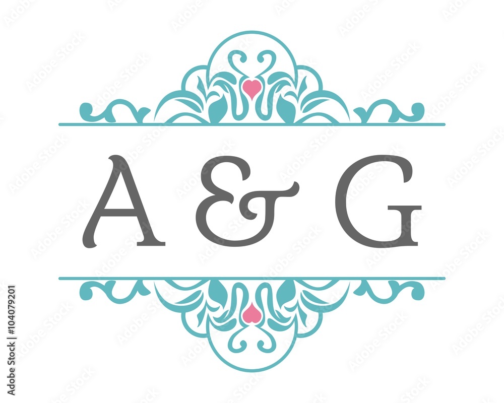 Obraz premium A & G Initial Wedding Ornament Logo