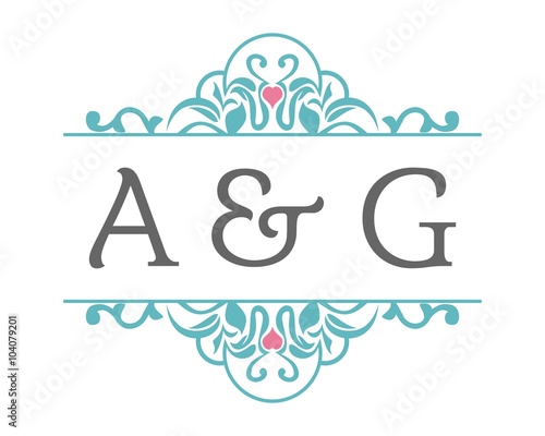A & G Initial Wedding Ornament Logo