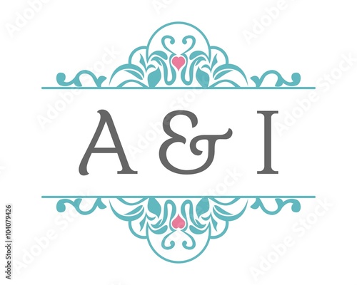 A & I Initial Wedding Ornament Logo