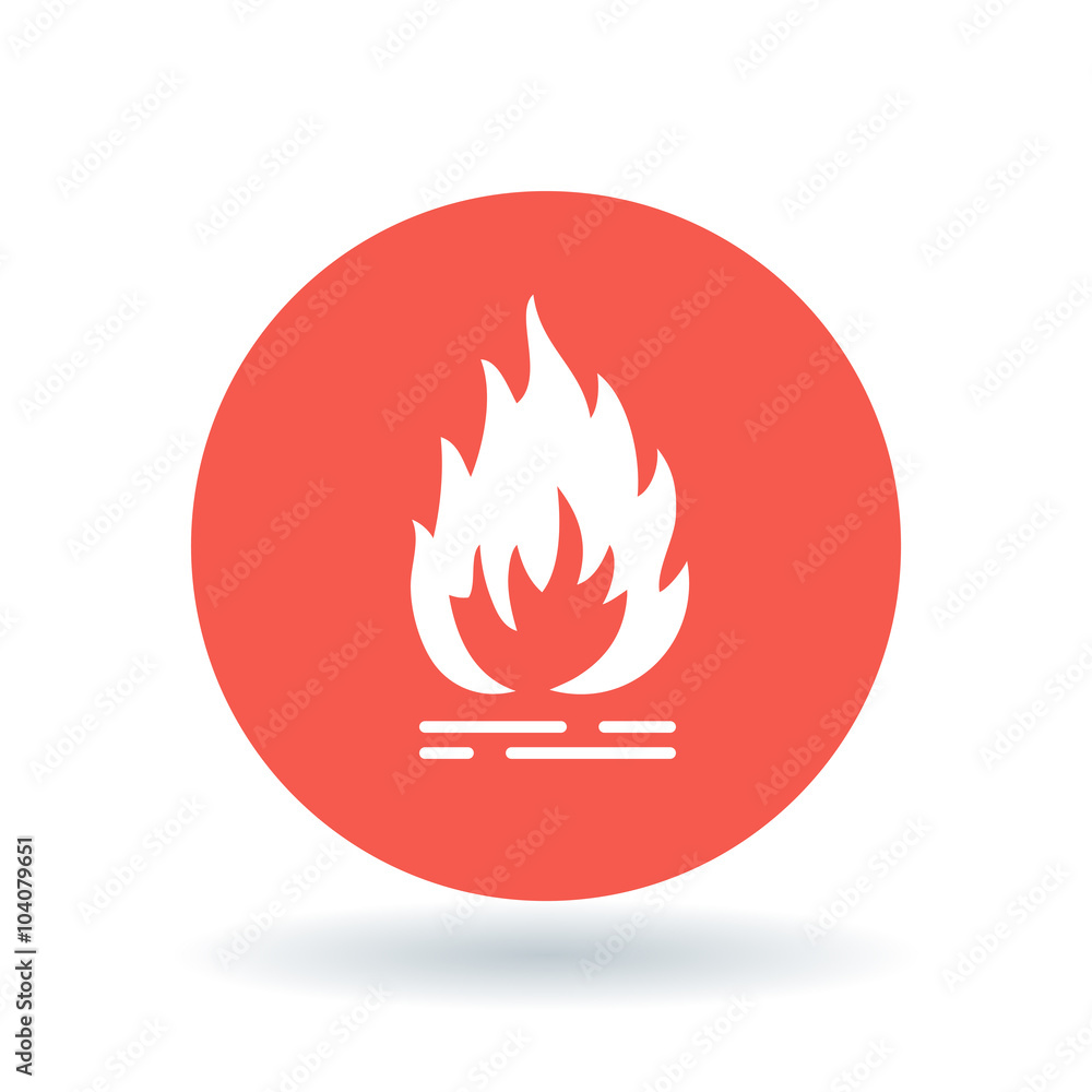 hand holds a red flame in a yellow circle, symbol, fire, icon, v Stock  Vector