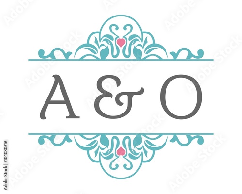 A & O Initial Wedding Ornament Logo