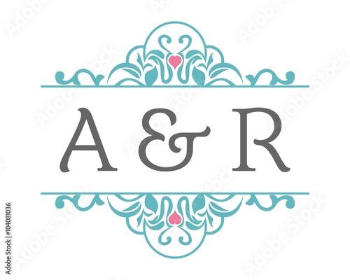 A & R Initial Wedding Ornament Logo