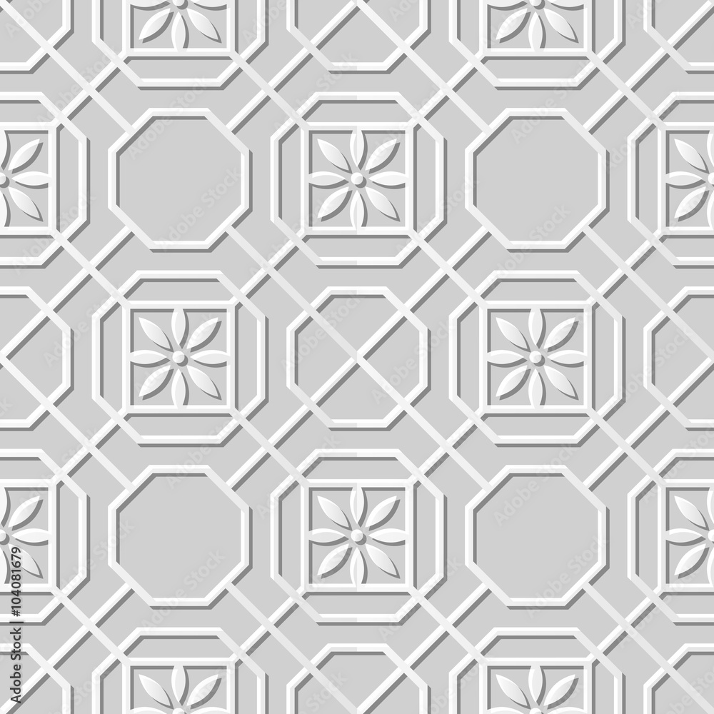 Vector damask seamless 3D paper art pattern background 325 Octagon Cross Flower
Vector damask seamless 3D paper art pattern background 325 Octagon Cross Flower