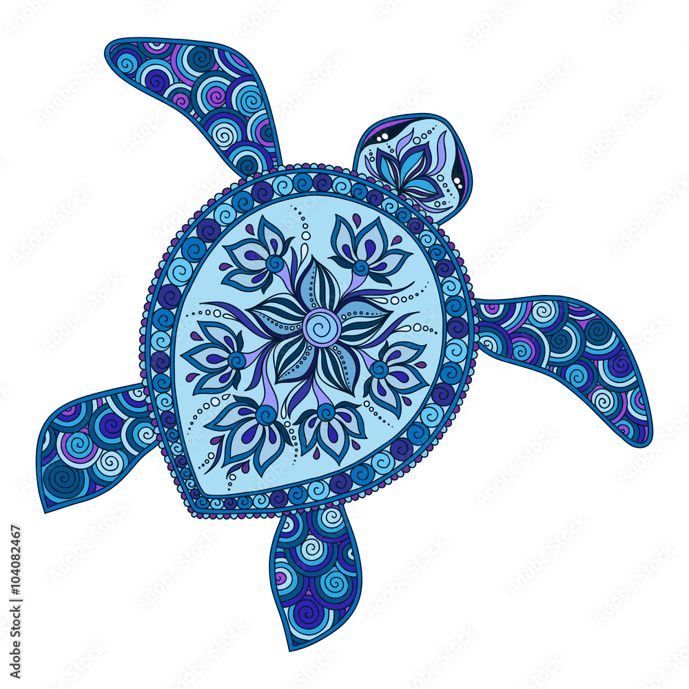 Fototapeta premium Decorative graphic turtle, tattoo style