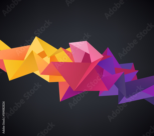vector abstract crystal 3d faceted geometric origami rainbow background