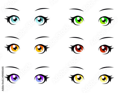 A set of eyes in manga style, isolated on white