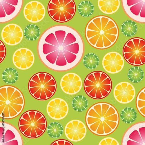Seamless wallpaper with citrus fruits. Vector illustration.