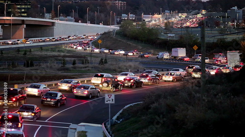 Rush hour slow traffic on the beltway around Tysons Corner in Fairfax County.