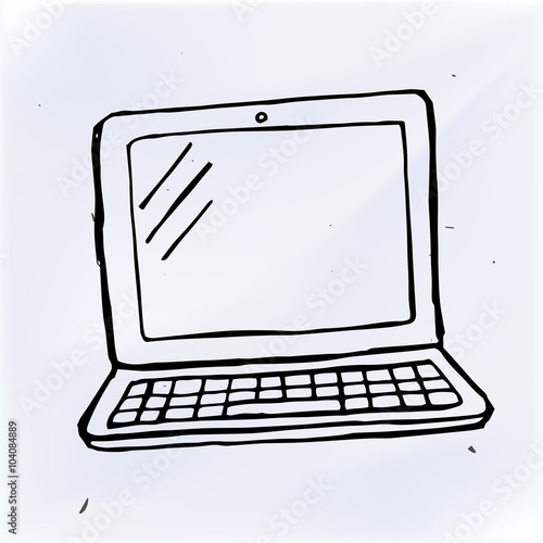 hand draw doodle laptop, computer vector illustration computer