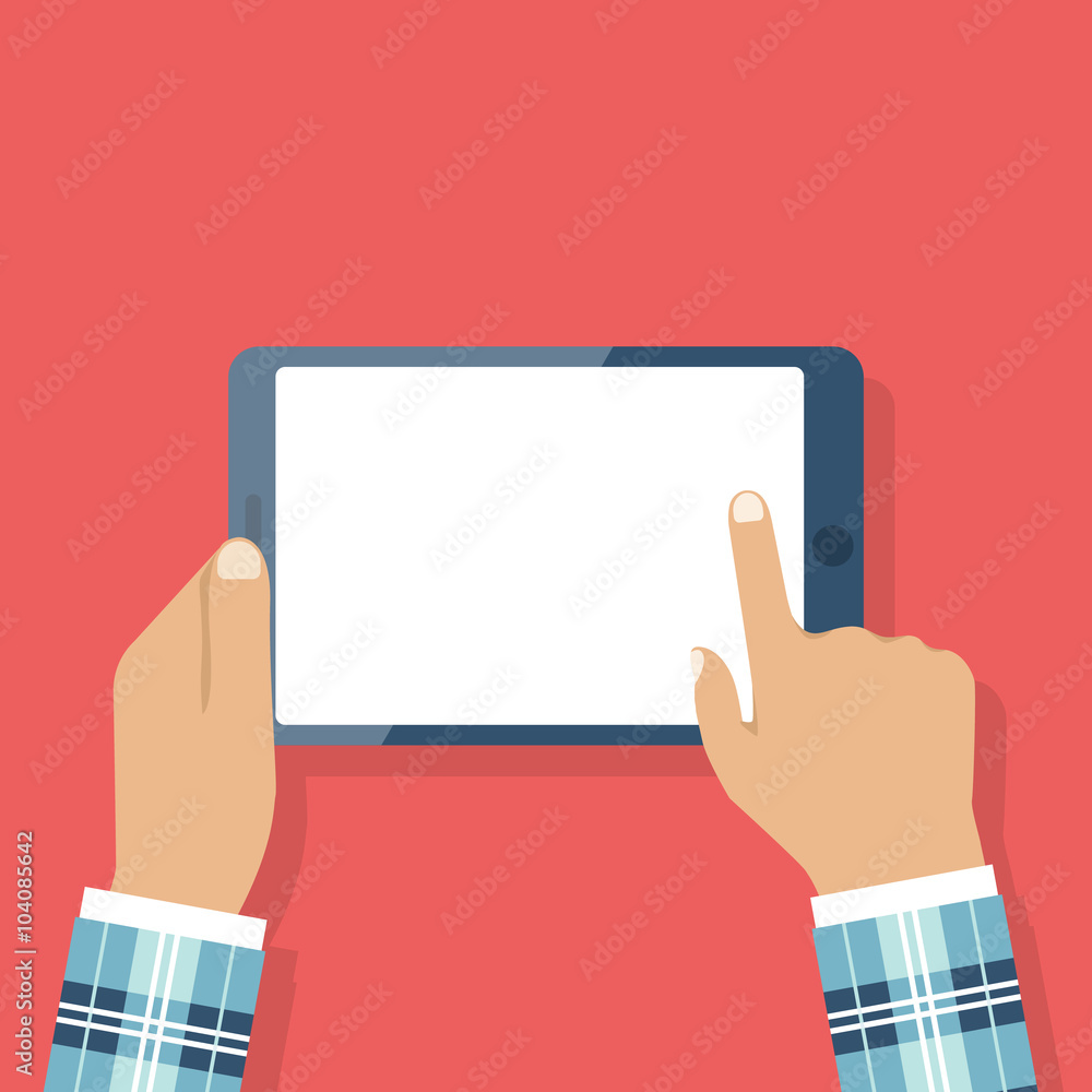 Man in stylish suit holding tablet in hands Man in stylish suit holding tablet in hands