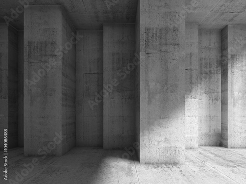 Abstract concrete 3d interior with many corners