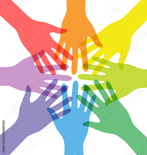 Transparency Many Teamwork People Join Colorful Hand