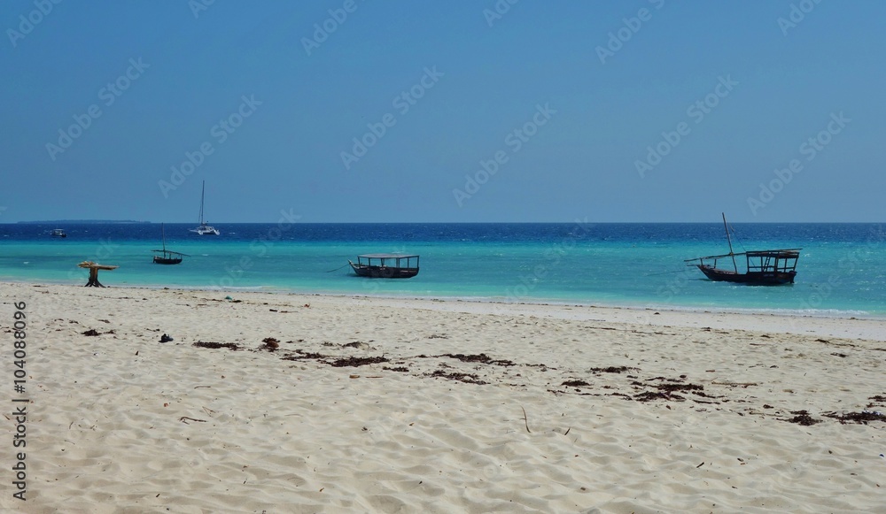 The beach at Ras Nungwi, a traditional fishing village at the northern tip of Zanzibar, Tanzania