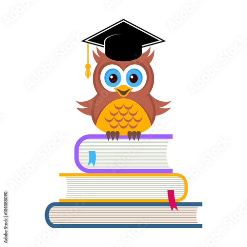 Cute owl with graduation hat