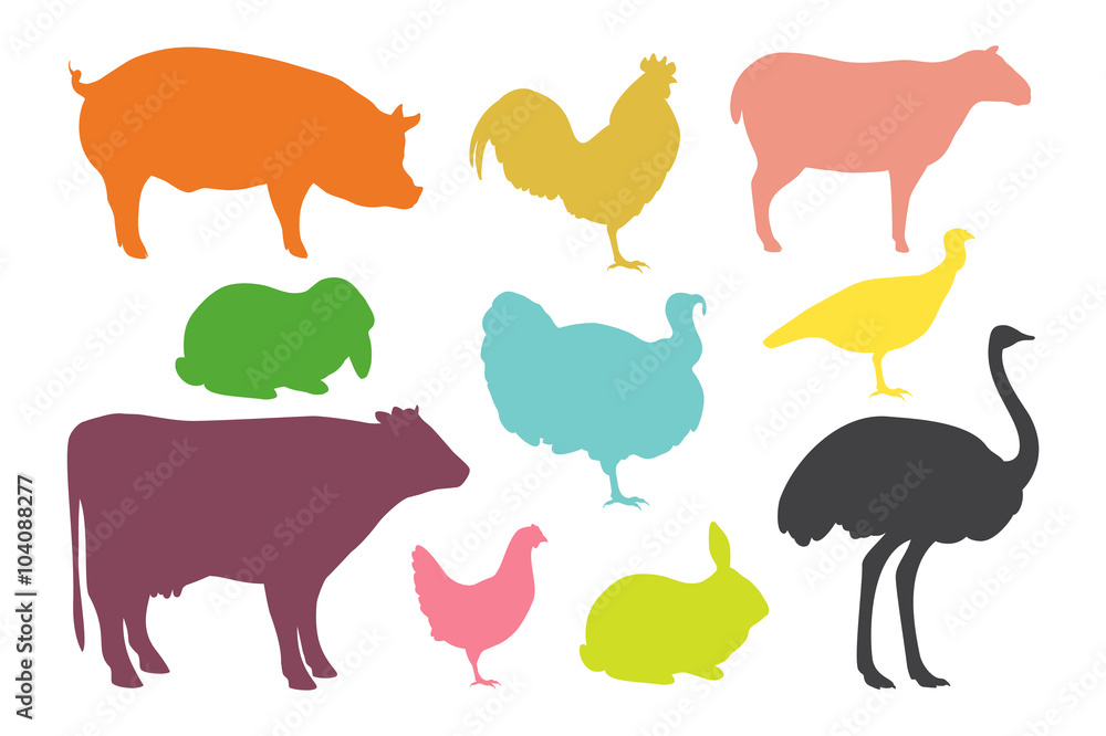 Farm animal silhouettes. Farm animal silhouettes.