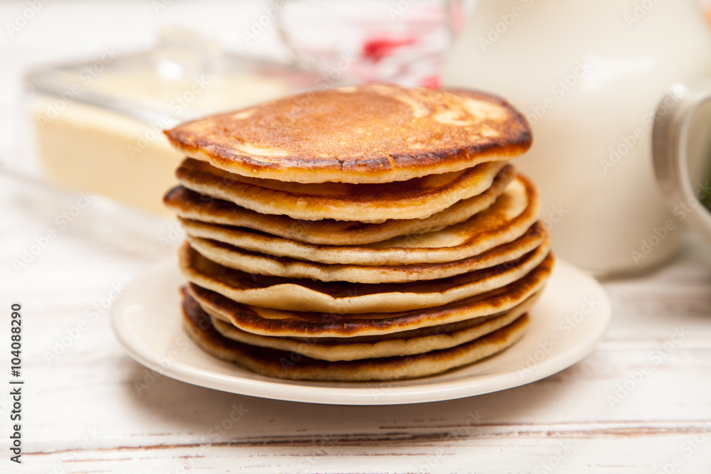 High pile of delicious pancakes High pile of delicious pancakes