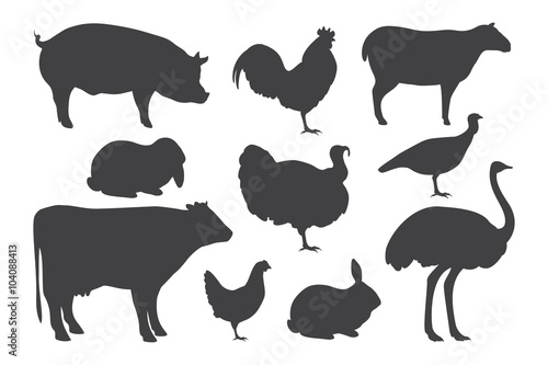Farm animal silhouettes.