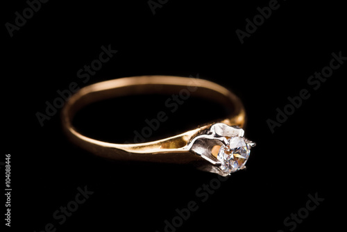 Golden Ring with Crystal