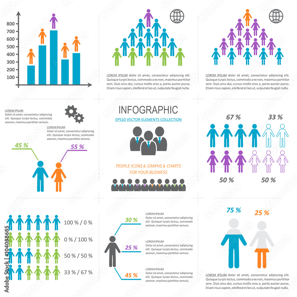 Vector infographic people icons collection Vector infographic people icons collection