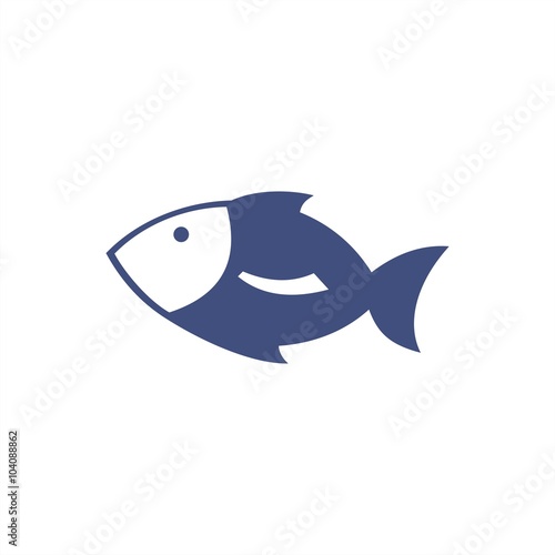 Icono pez azul aislado sobre fondo blanco. Ilustraci  n vectorial