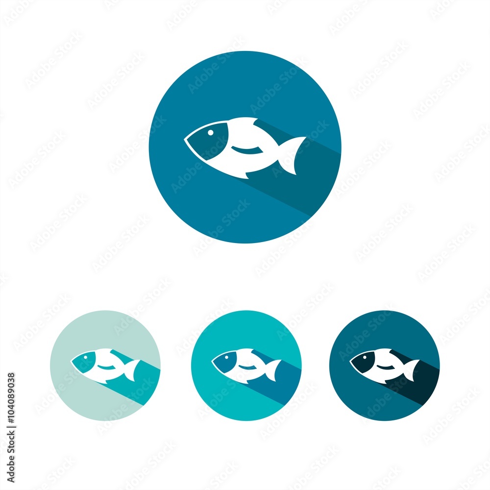 Icono de pez sobre fondos de colores. Ilustración vectorial Icono de pez sobre fondos de colores. Ilustración vectorial
