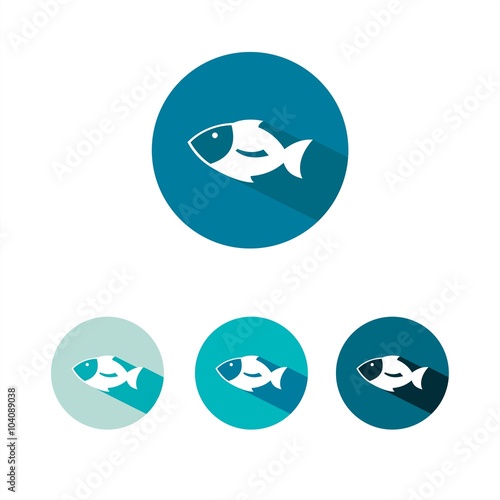 Icono de pez sobre fondos de colores. Ilustración vectorial