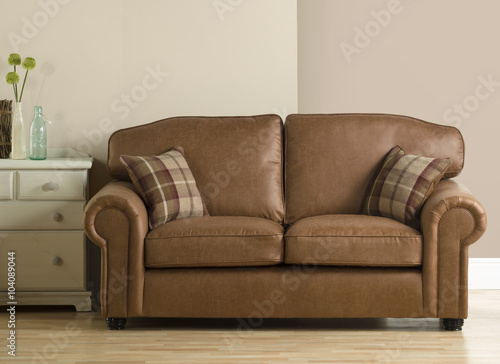 Harris Tweed Leather sofa UK made in Lounge © artisan263