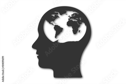 World Map inside the Head, Black & White.