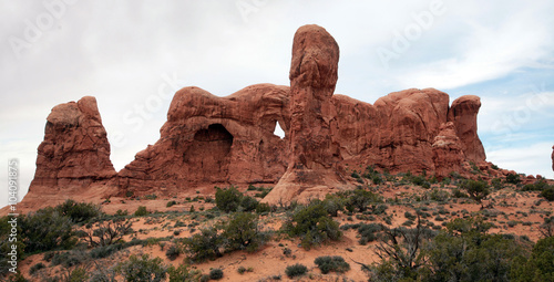 The red rock formations of Arches National Park in Utah are the result of thousands of years of wind and water activity.