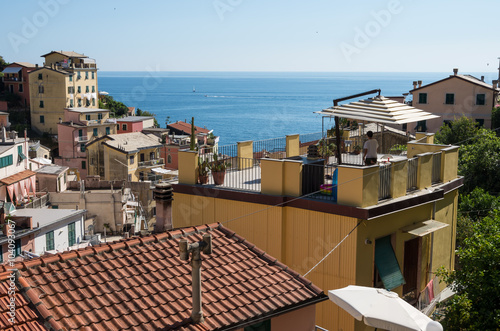 Roofs of Riomaggiore village, Italy