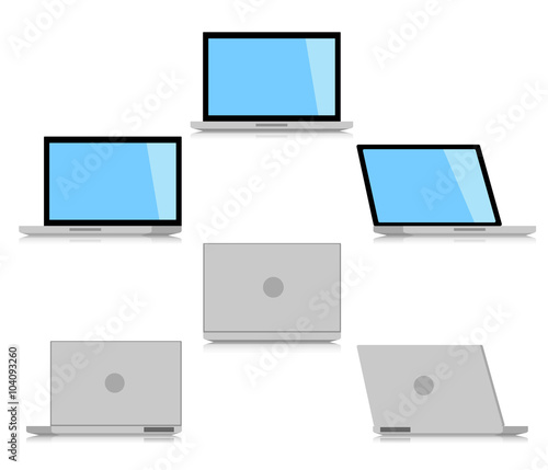 Minimal Laptop isolated on white background. Flat design for business financial marketing banking advertising commercial event in minimal concept cartoon illustration.