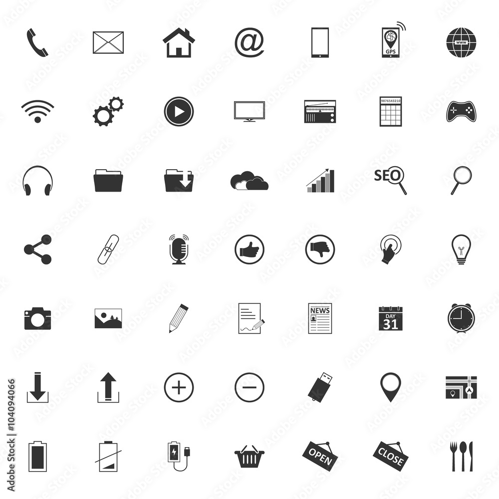 49 Different web vector icons.