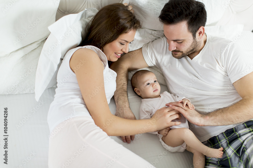 Happy family with newborn baby Happy family with newborn baby