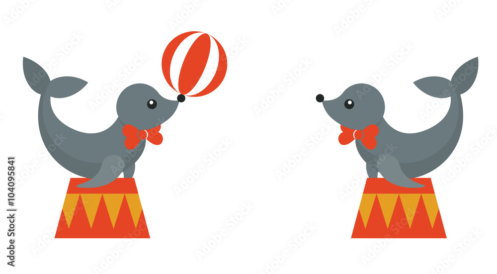 Obraz premium circus seal animal set