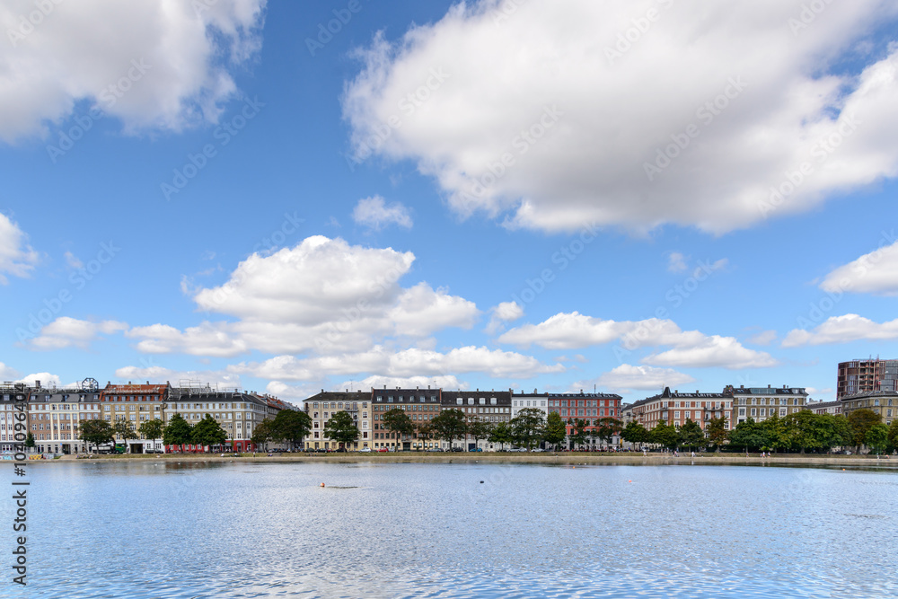 The Lakes, Copenhagen / the lakes in Copenhagen, is a row of 3 rectangular lakes curving around the western margin of the City The Lakes, Copenhagen / the lakes in Copenhagen, is a row of 3 rectangular lakes curving around the western margin of the City