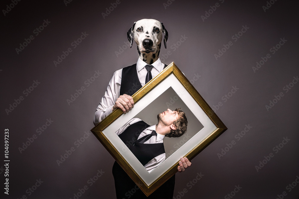 Naklejka premium Hundemensch / Human dog / Dalmatiner im Anzug