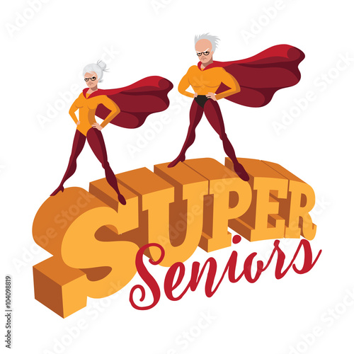 
Super seniors cartoon style illustration.