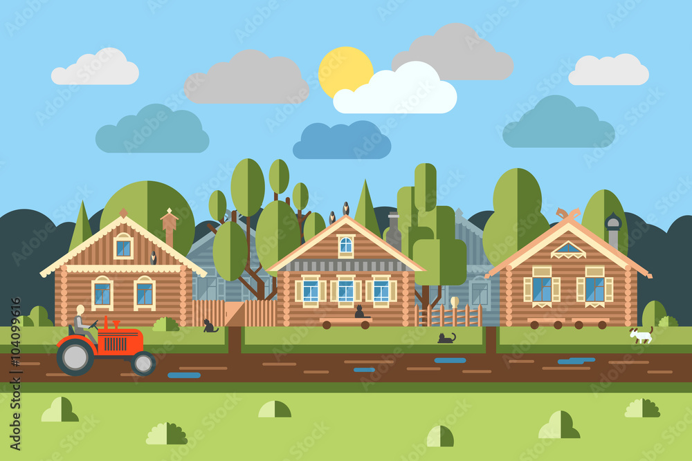 Naklejka premium Village scene 1