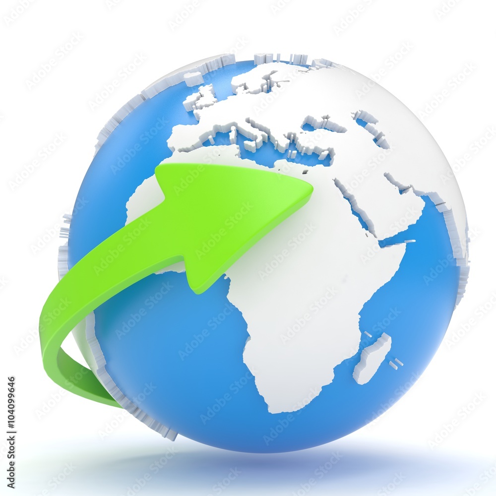 Fototapeta premium Arrow and Earth globe. 3d render