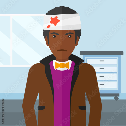 Man with injured head.
