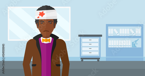 Man with injured head.