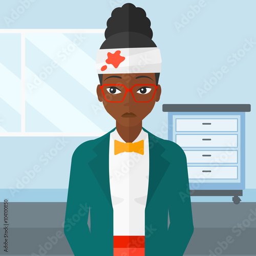 Woman with injured head.